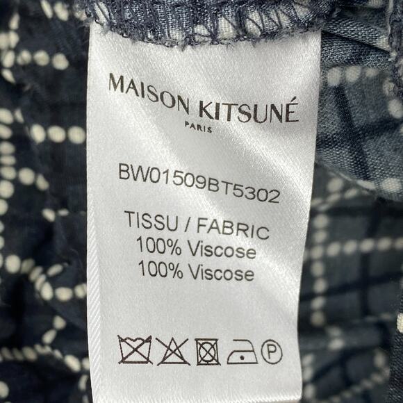 MAISON KITSUNE Skirt 36 A-Line Check Midi Button Front Viscose Black - Picture 9 of 12